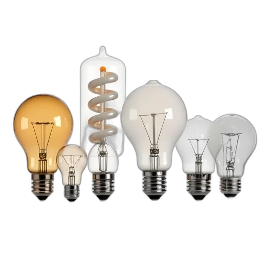3d render, collection, various, light, bulbs, different, colors, shapes transparent PNG cut-out