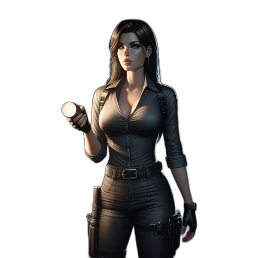 staff, jacket, weapon, mask, concept art, comic book art, fantasy art, 3d render transparent PNG cut-out