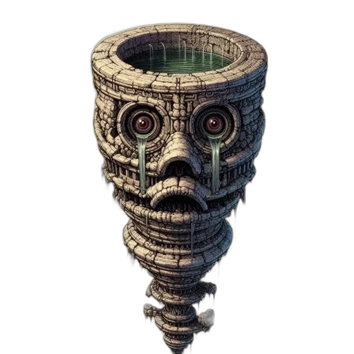 robot, mask, staff, face, concept art, 3d render, pixel art, fantasy art transparent PNG cut-out