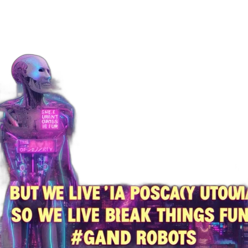 robot, creature, vaporwave, cyberpunk, concept art, neon lights, vibrant, colors transparent PNG cut-out