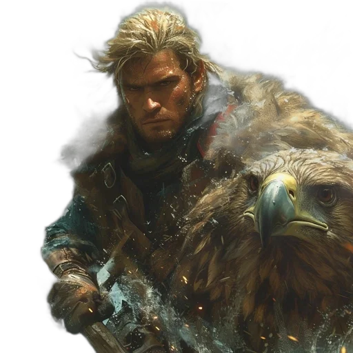 concept art, fantasy art, photorealistic, rugged, man, clad, fur-lined, cloak transparent PNG cut-out