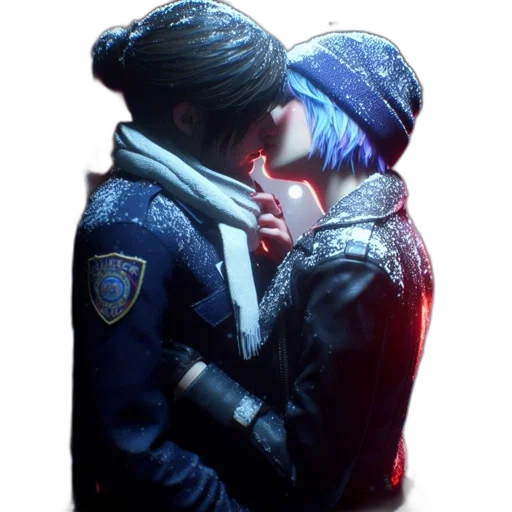jacket, weapon, cyberpunk, concept art, photorealistic, fantasy art, neon lights, snow transparent PNG cut-out