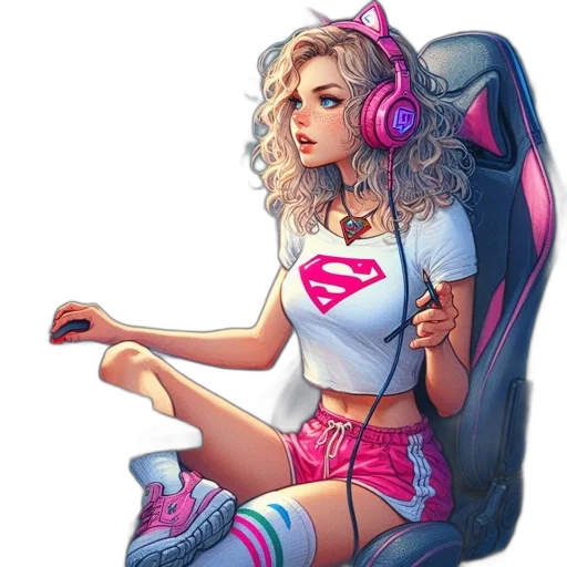 dress, comic book art, concept art, pixel art, fantasy art, neon lights, neon, young transparent PNG cut-out