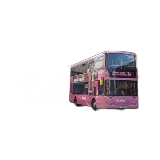 photorealistic, 3d render, pink, double-decker transparent PNG cut-out