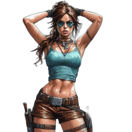 cyberpunk, comic book art, concept art, fantasy art, woman, stands, against, ancient transparent PNG cut-out