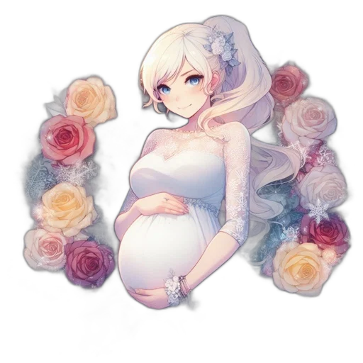 flower, dress, crown, face, watercolor, pixel art, concept art, fantasy art transparent PNG cut-out