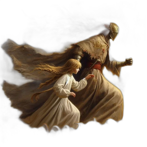 hair, sword, dress, staff, concept art, fantasy art, oil painting, photorealistic transparent PNG cut-out