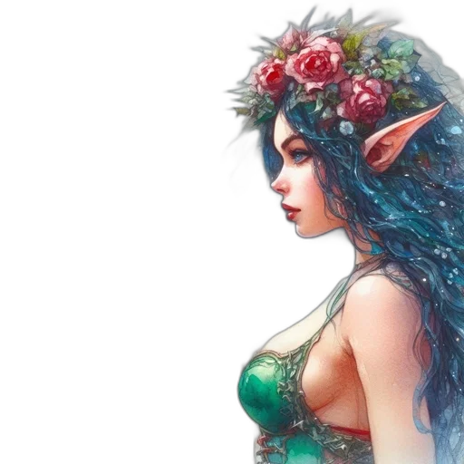 dress, fantasy art, concept art, pixel art, photorealistic, green, ethereal, figure transparent PNG cut-out