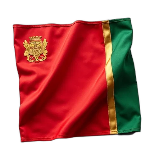 crown, staff, red, green, striped, fabric, golden, emblem transparent PNG cut-out
