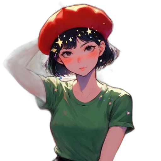 hat, staff, crown, dress, anime, watercolor, pixel art, cartoon transparent PNG cut-out