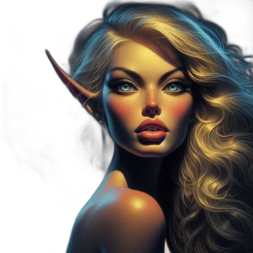 face, fantasy art, photorealistic, comic book art, concept art, golden, mythical, female transparent PNG cut-out