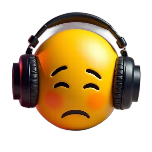 face, mask, cartoon, emoji, closed, headphones transparent PNG cut-out