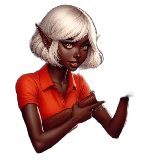 staff, face, hair, concept art, fantasy art, comic book art, pixel art, red transparent PNG cut-out