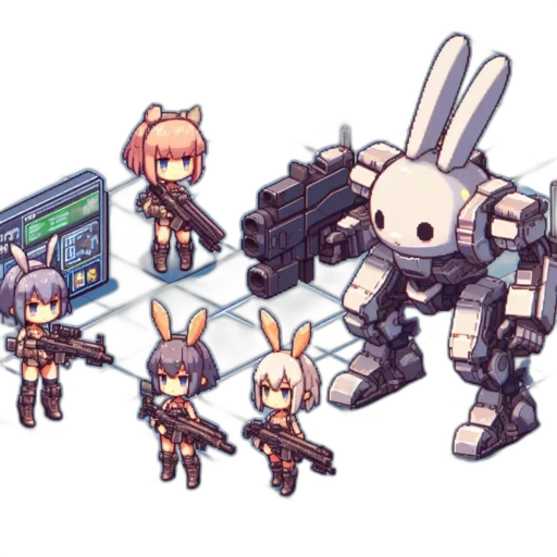 robot, weapon, staff, pixel art, cyberpunk, concept art, 3d render, outer space transparent PNG cut-out