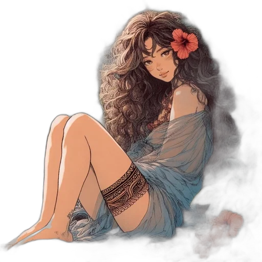 dress, fantasy art, watercolor, concept art, pixel art, fire, red, blue transparent PNG cut-out