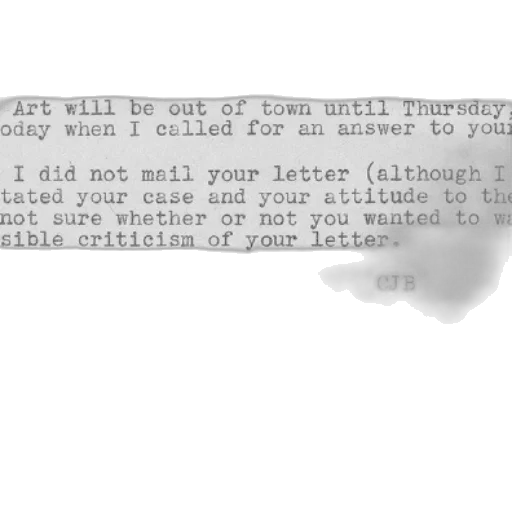 letter, cjb, someone, who, out, town, until, thursday transparent PNG cut-out