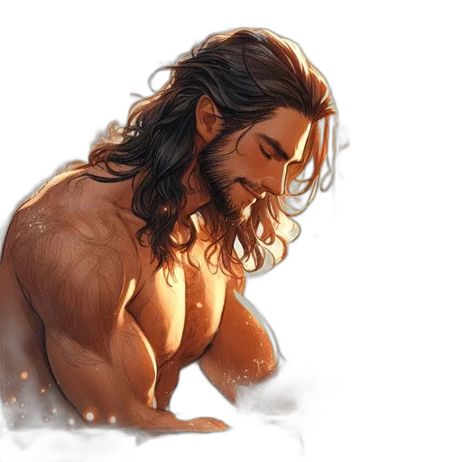 fantasy art, concept art, watercolor, comic book art, powerful, figure, long, hair transparent PNG cut-out