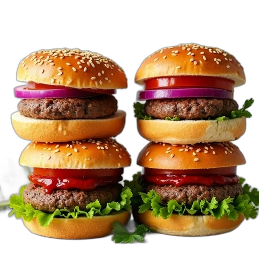 food, animal, photorealistic, 3d render, first, image, shows, four transparent PNG cut-out