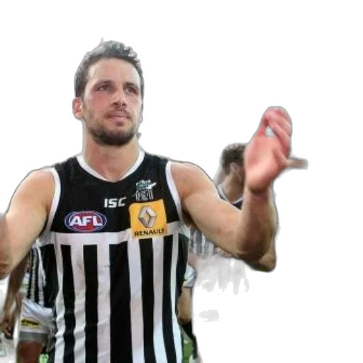 football, player, black, white, striped, jersey, afl, logo transparent PNG cut-out