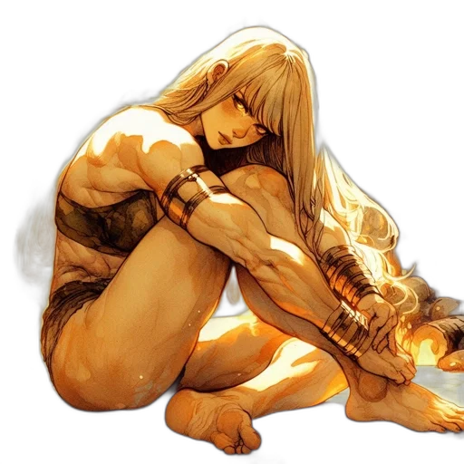 weapon, concept art, comic book art, fantasy art, anime, fire, golden, earth tones transparent PNG cut-out