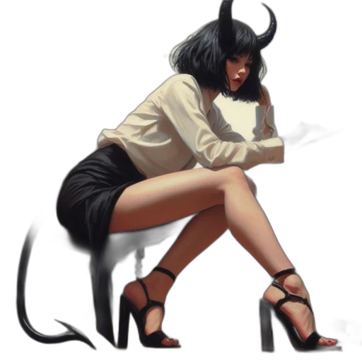 staff, fantasy art, concept art, comic book art, pixel art, woman, works, intently transparent PNG cut-out