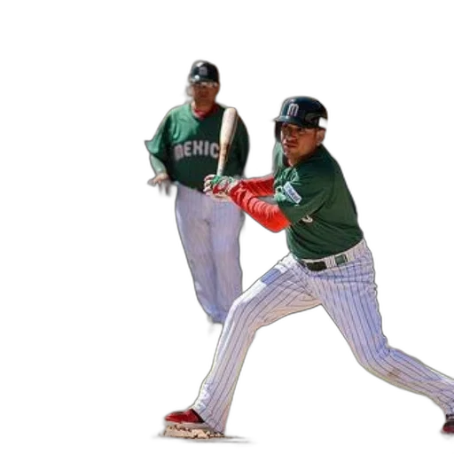 baseball, player, green, white transparent PNG cut-out