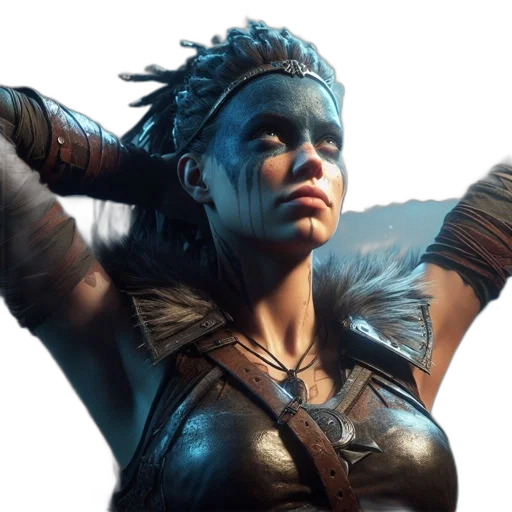 concept art, comic book art, fantasy art, 3d render, warrior-like, figure, blue, face transparent PNG cut-out