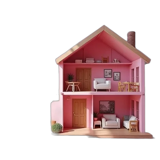 furniture, building, 3d render, concept art, photorealistic, watercolor, pastel, red transparent PNG cut-out