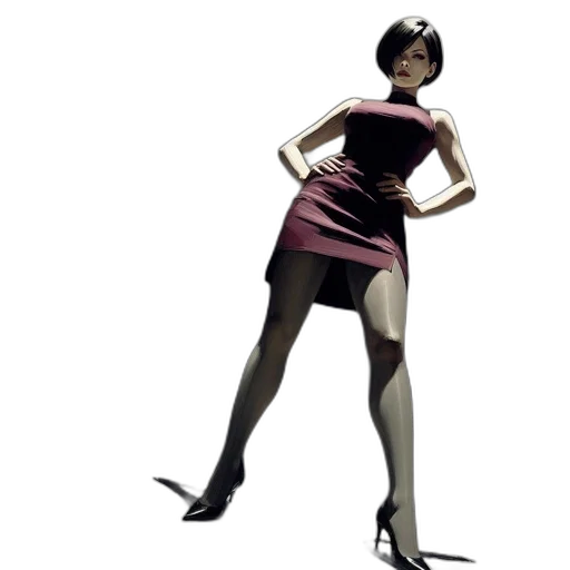 dress, concept art, comic book art, 3d render, cartoon, dark, monochrome, woman transparent PNG cut-out