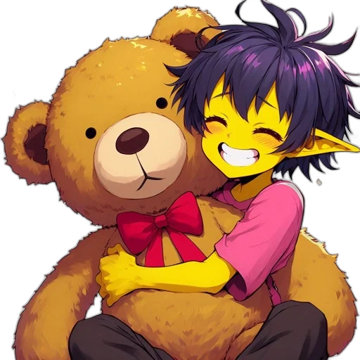 pixel art, anime, cartoon, concept art, animated, elf, character, hugs transparent PNG cut-out