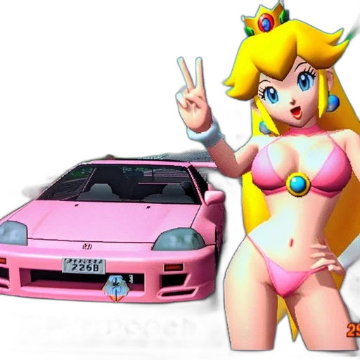 car, weapon, vaporwave, concept art, 3d render, pixel art, pastel, mario transparent PNG cut-out