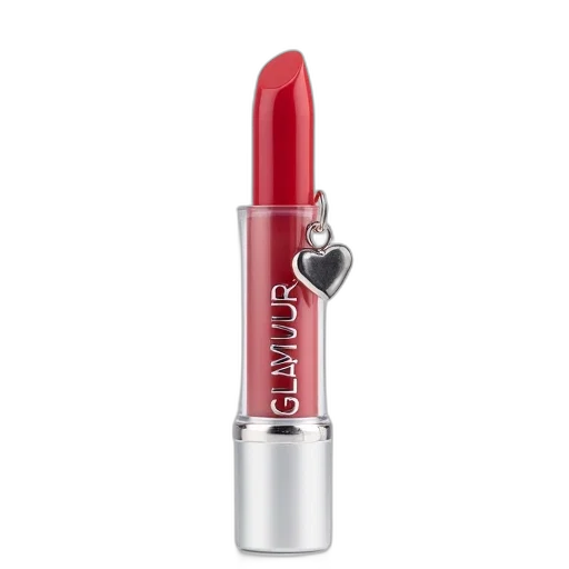 red, clear, plastic, tube, lipstick, inside, displayed, white transparent PNG cut-out