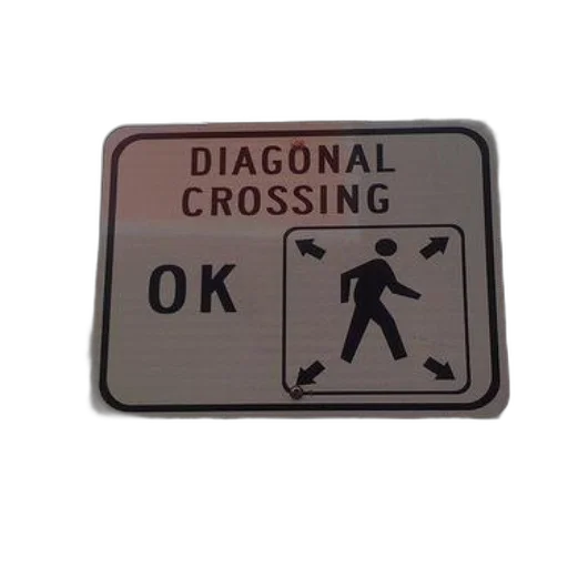 sign, indicating, diagonal, crossing, allowed transparent PNG cut-out