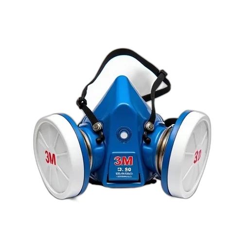 mask, staff, 3d render, blue, white, respirator, black, strap transparent PNG cut-out