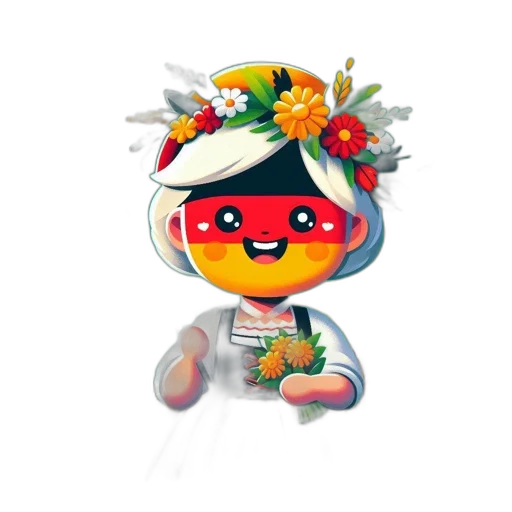 mask, robot, staff, flower, 3d render, concept art, pixel art, fantasy art transparent PNG cut-out