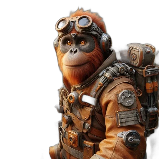 animal, creature, concept art, 3d render, photorealistic, fantasy art, orangutan, adorned transparent PNG cut-out