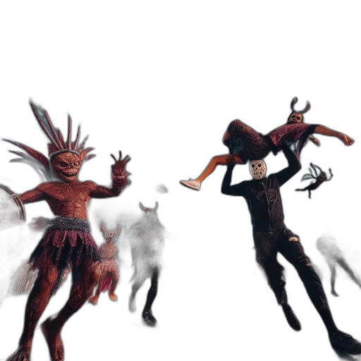mask, creature, staff, animal, concept art, 3d render, fantasy art, pixel art transparent PNG cut-out