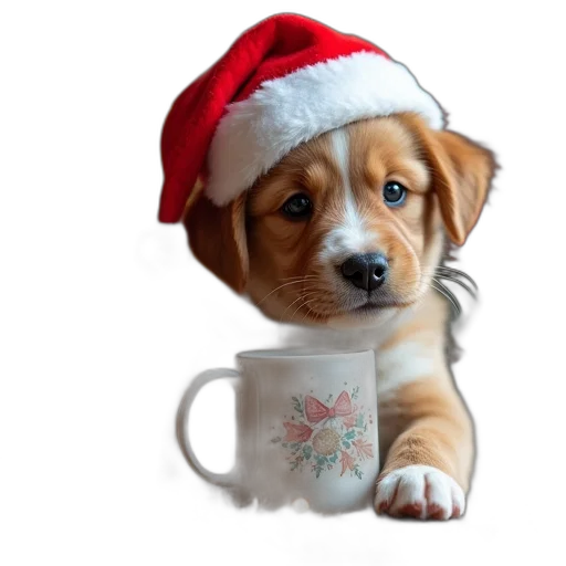 photorealistic, cute, christmas, puppy transparent PNG cut-out