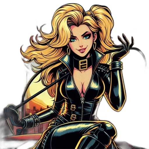 comic book art, cartoon, concept art, fantasy art, confident, woman, whip, blonde transparent PNG cut-out