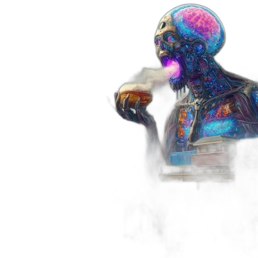 robot, mask, jacket, face, concept art, cyberpunk, 3d render, fantasy art transparent PNG cut-out