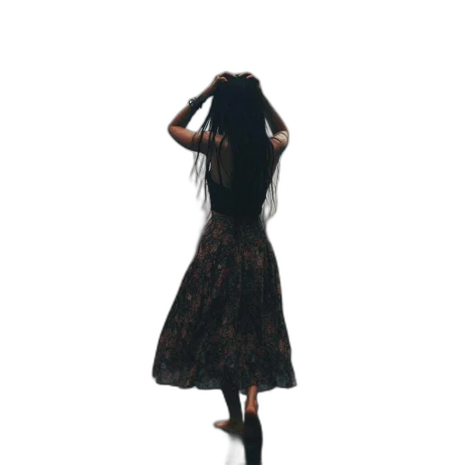 dress, hair, staff, umbrella, concept art, 3d render, pixel art, photorealistic transparent PNG cut-out