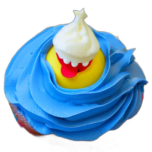 hat, crown, food, 3d render, giant, cupcake, mouth transparent PNG cut-out