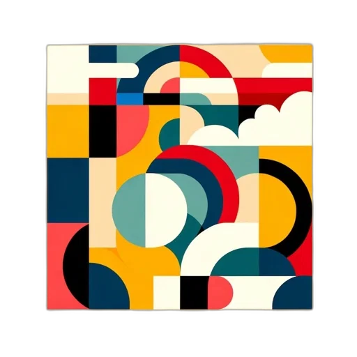 colorful, monochrome, red, blue, abstract, composition, featuring, geometrical transparent PNG cut-out