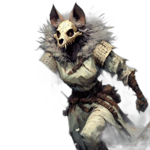 mask, creature, staff, face, fantasy art, concept art, photorealistic, comic book art transparent PNG cut-out