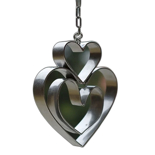 jewelry, 3d render, set, four, metal, heart-shaped, cookie, cutters transparent PNG cut-out