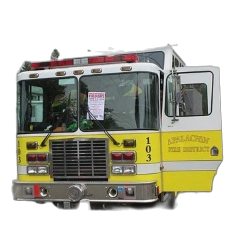 yellow, fire, truck, number transparent PNG cut-out