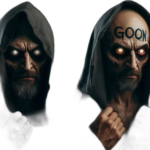mask, face, concept art, comic book art, photorealistic, fantasy art, two, sinister transparent PNG cut-out