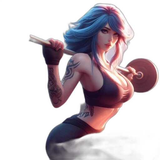staff, concept art, fantasy art, comic book art, cartoon, woman, long, blue transparent PNG cut-out