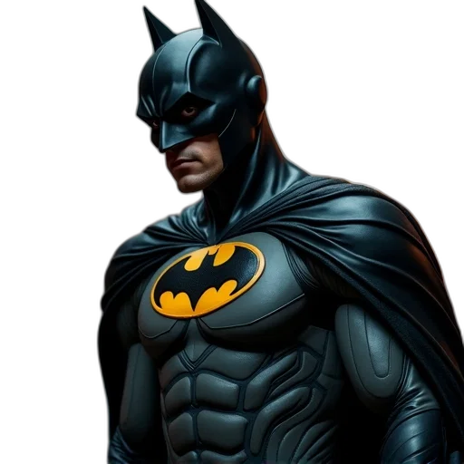 comic book art, concept art, photorealistic, 3d render, batman, icon transparent PNG cut-out