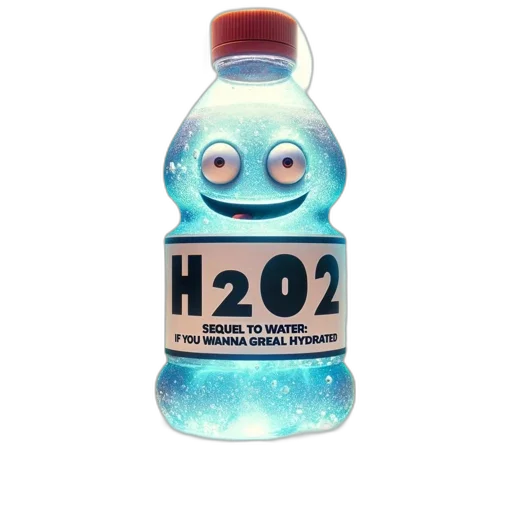bottle, 3d render, vaporwave, concept art, large, face, h2o2, label transparent PNG cut-out